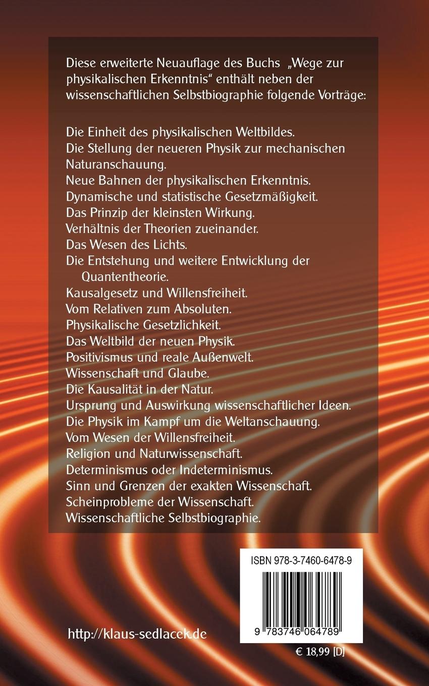 Rückseitencover Wege zur Physikalischen Erkenntnis