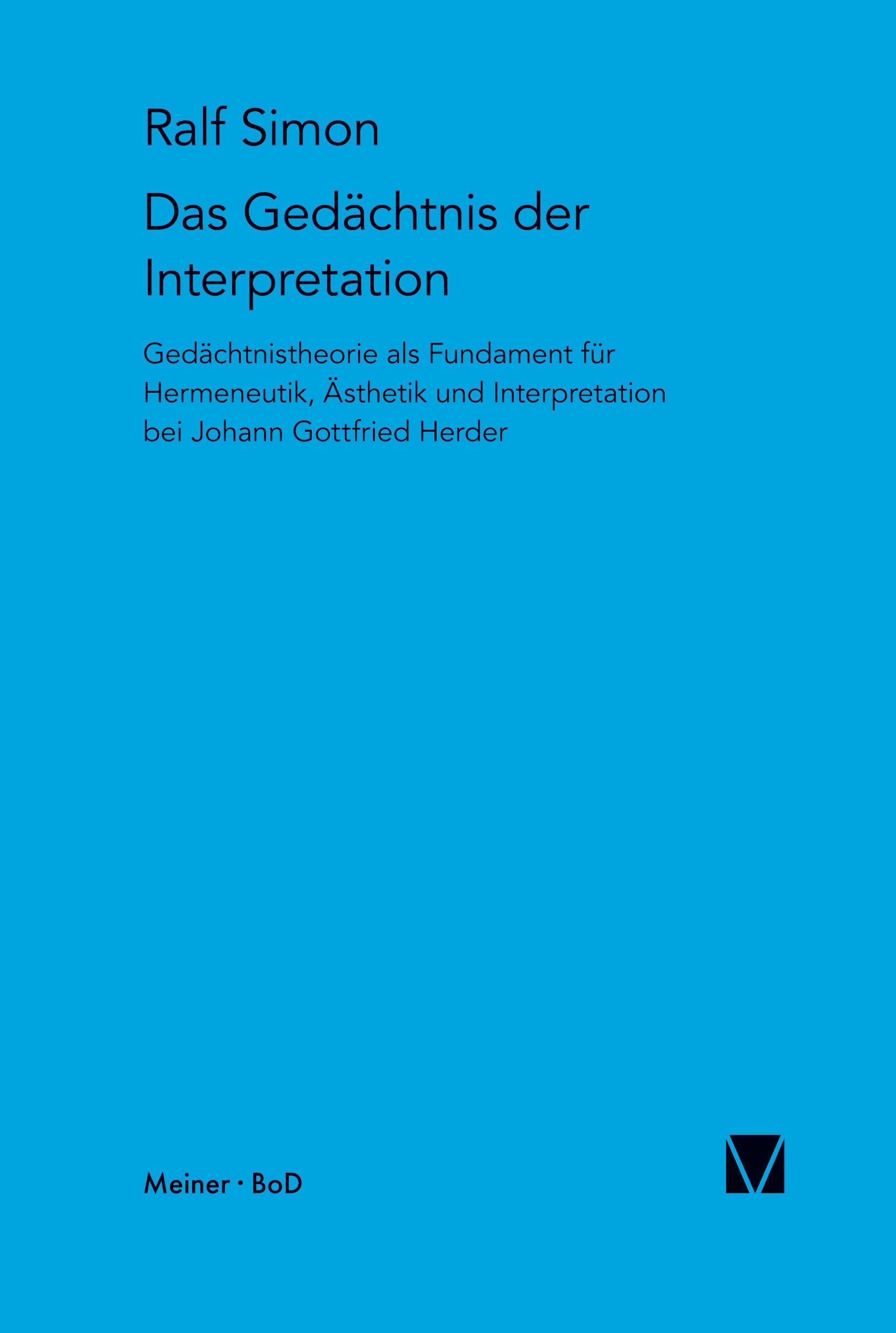 Vorderes Coverbild Gedächtnis der Interpretation