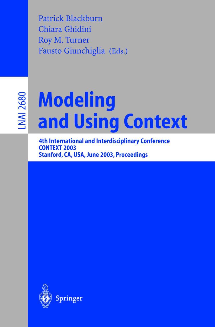 Vorderes Coverbild Modeling and Using Context