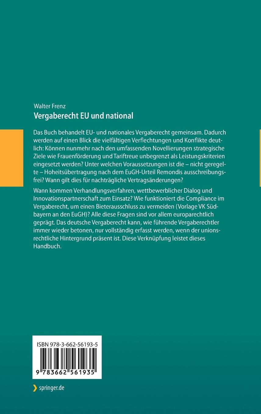 Rückseitencover Vergaberecht EU und national