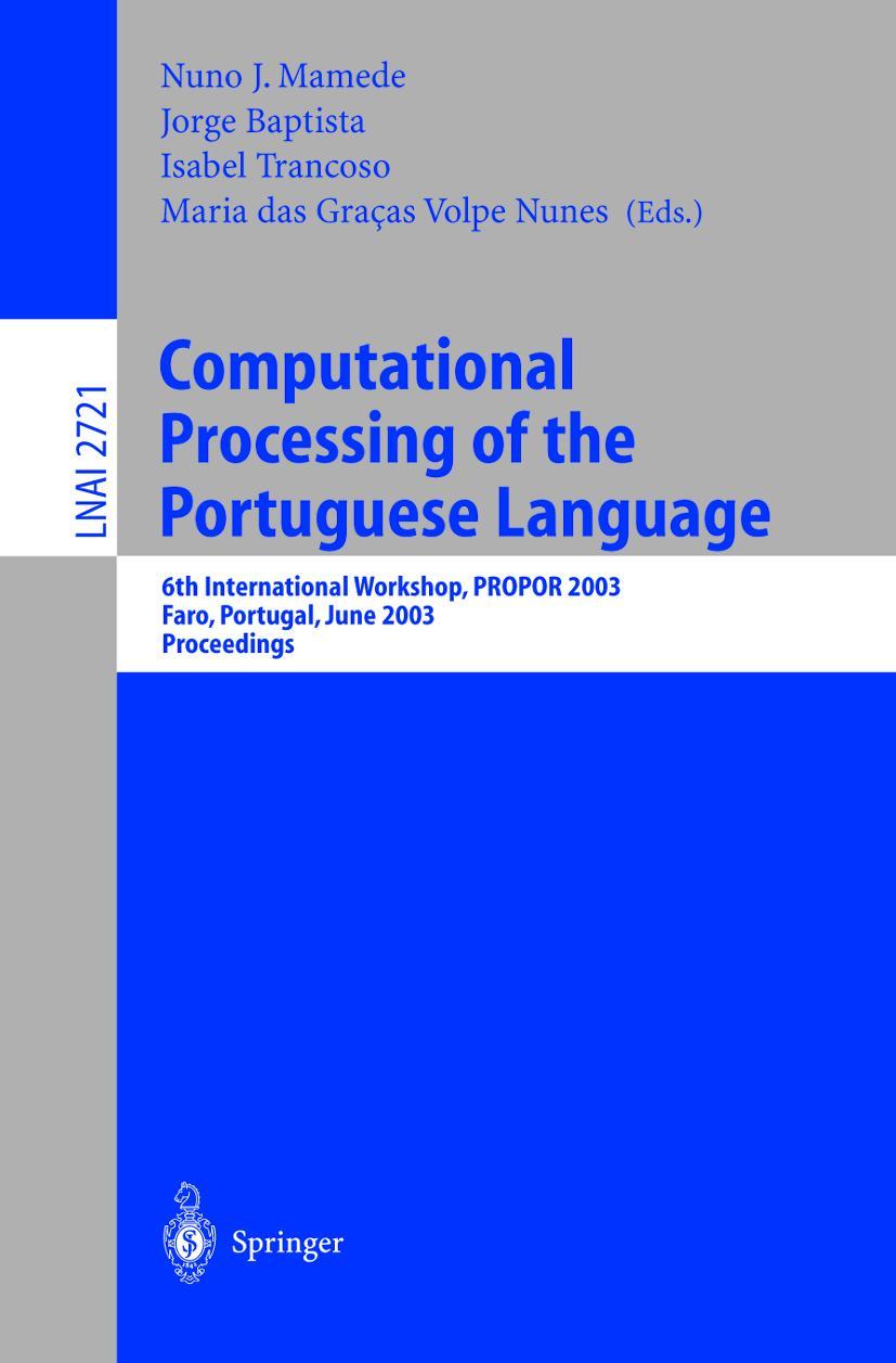 Vorderes Coverbild Computational Processing of the Portuguese Language
