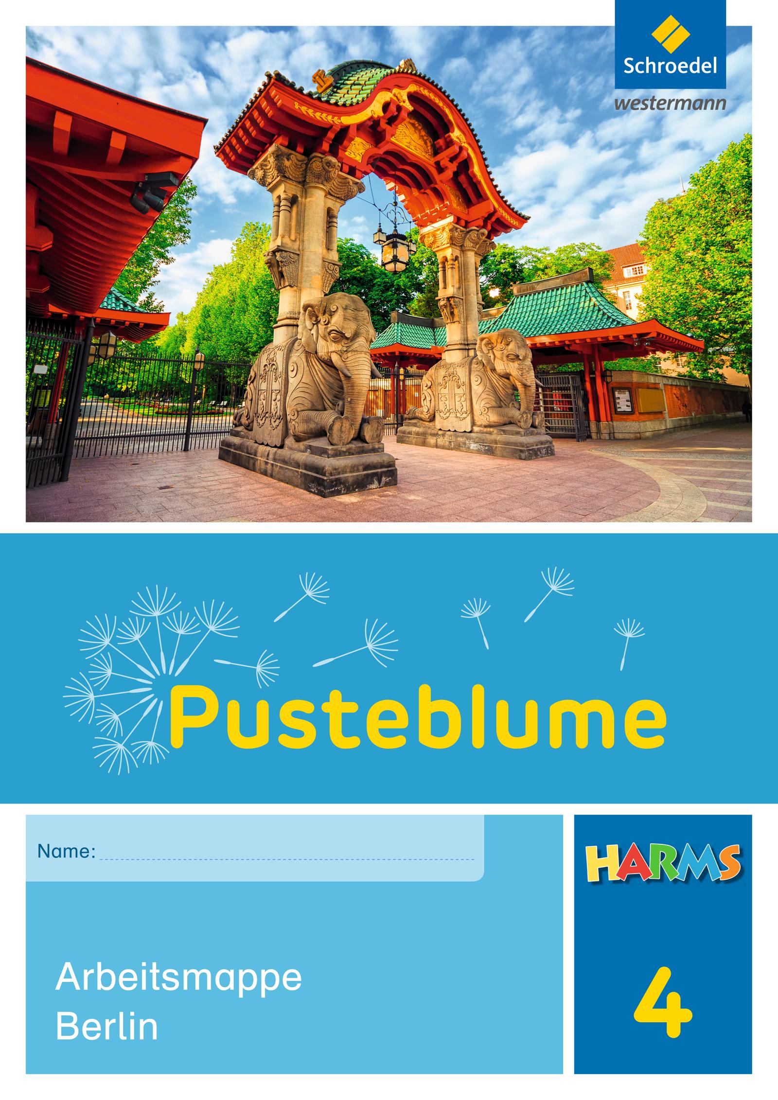 Vorderes Coverbild Pusteblume. Das Sachbuch 4. Harms Arbeitsmappe Berlin. Berlin und Brandenburg