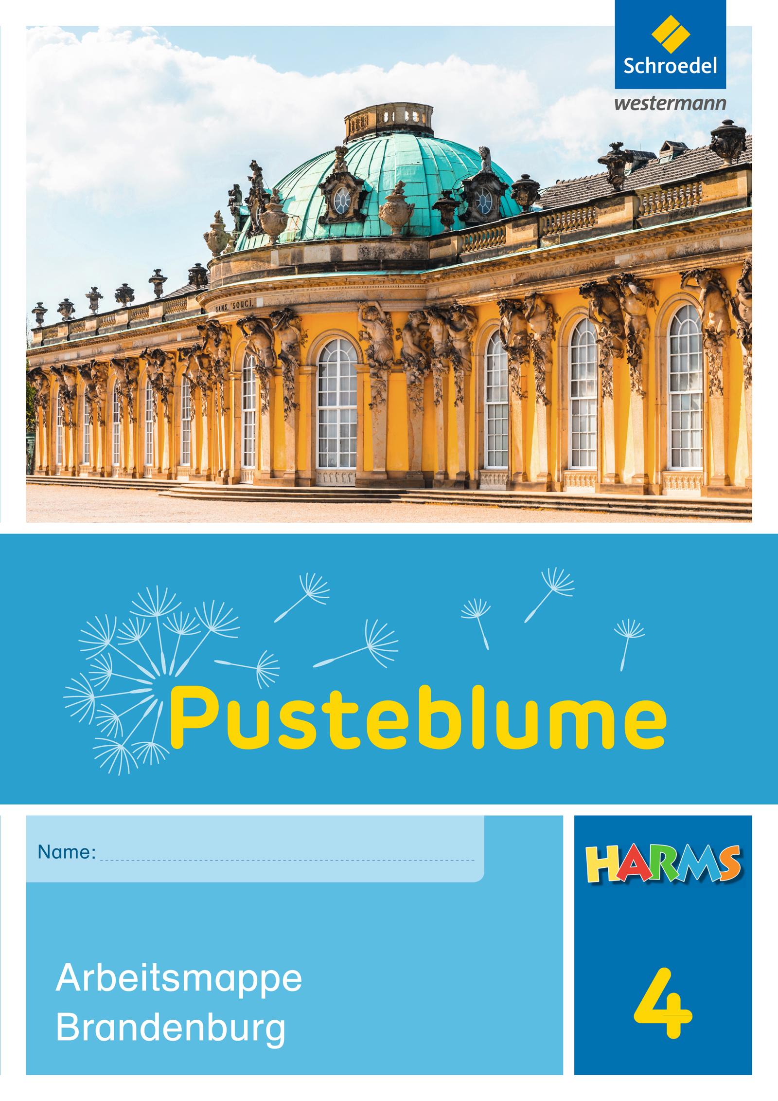 Vorderes Coverbild Pusteblume. Das Sachbuch 4. Harms Arbeitsmappe Brandenburg. Berlin und Brandenburg