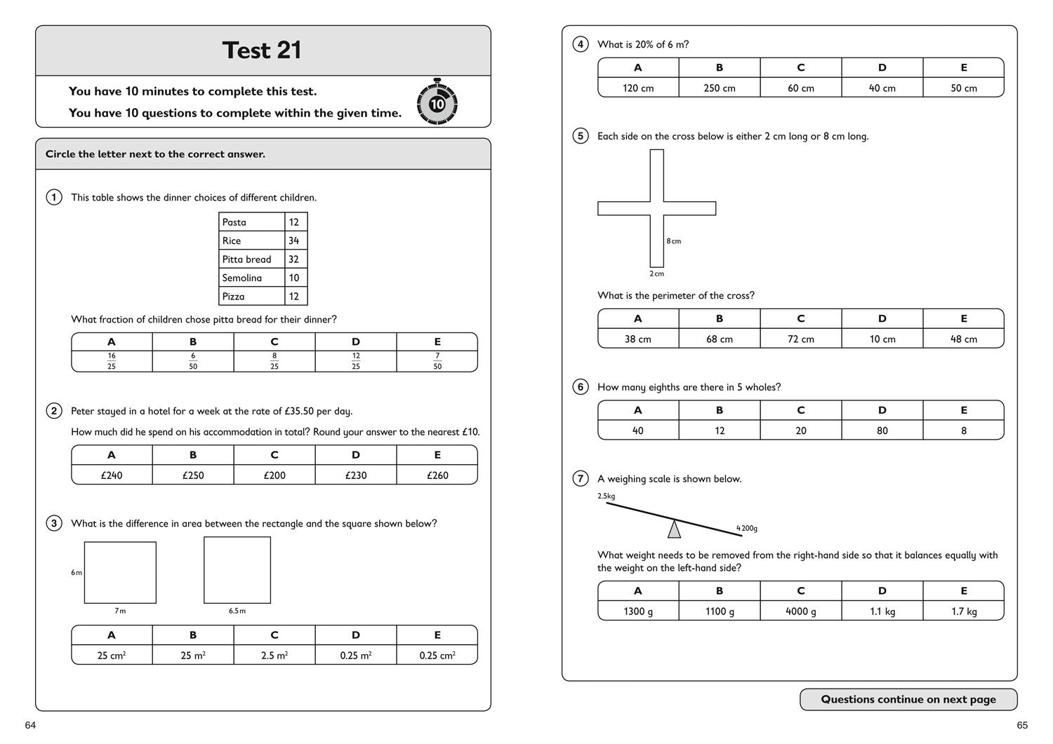 Beispielinhalt (Bild) 11+ Maths Quick Practice Tests Age 9-10 (Year 5)