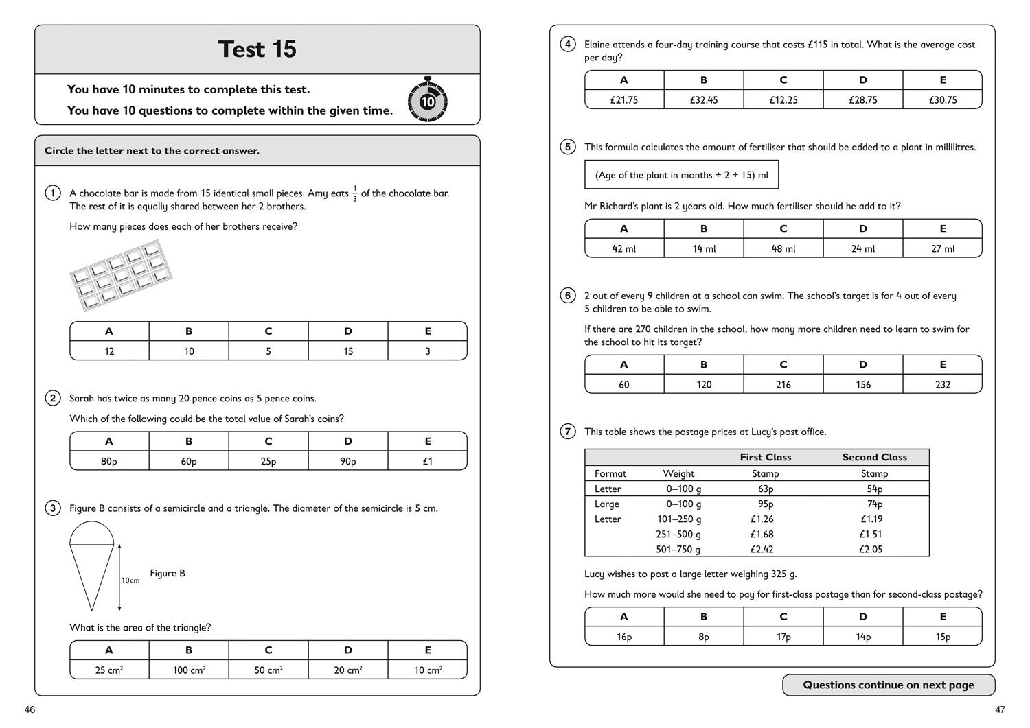 Beispielinhalt (Bild) 11+ Maths Quick Practice Tests Age 9-10 (Year 5)