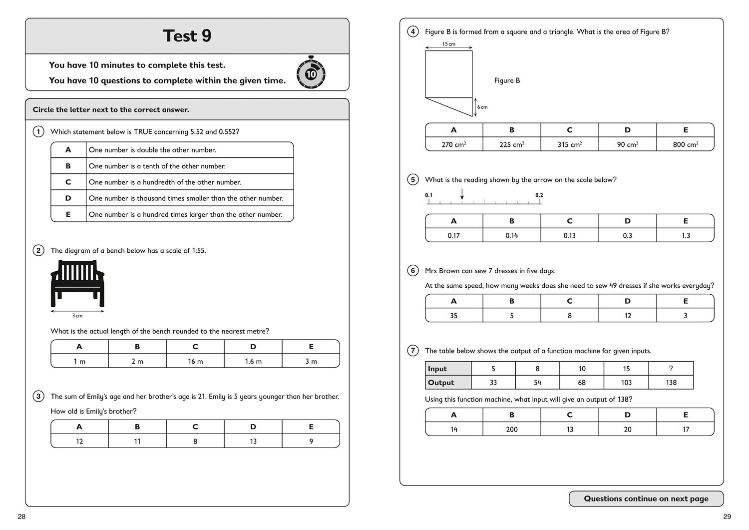 Beispielinhalt (Bild) 11+ Maths Quick Practice Tests Age 10-11 (Year 6) Book 1