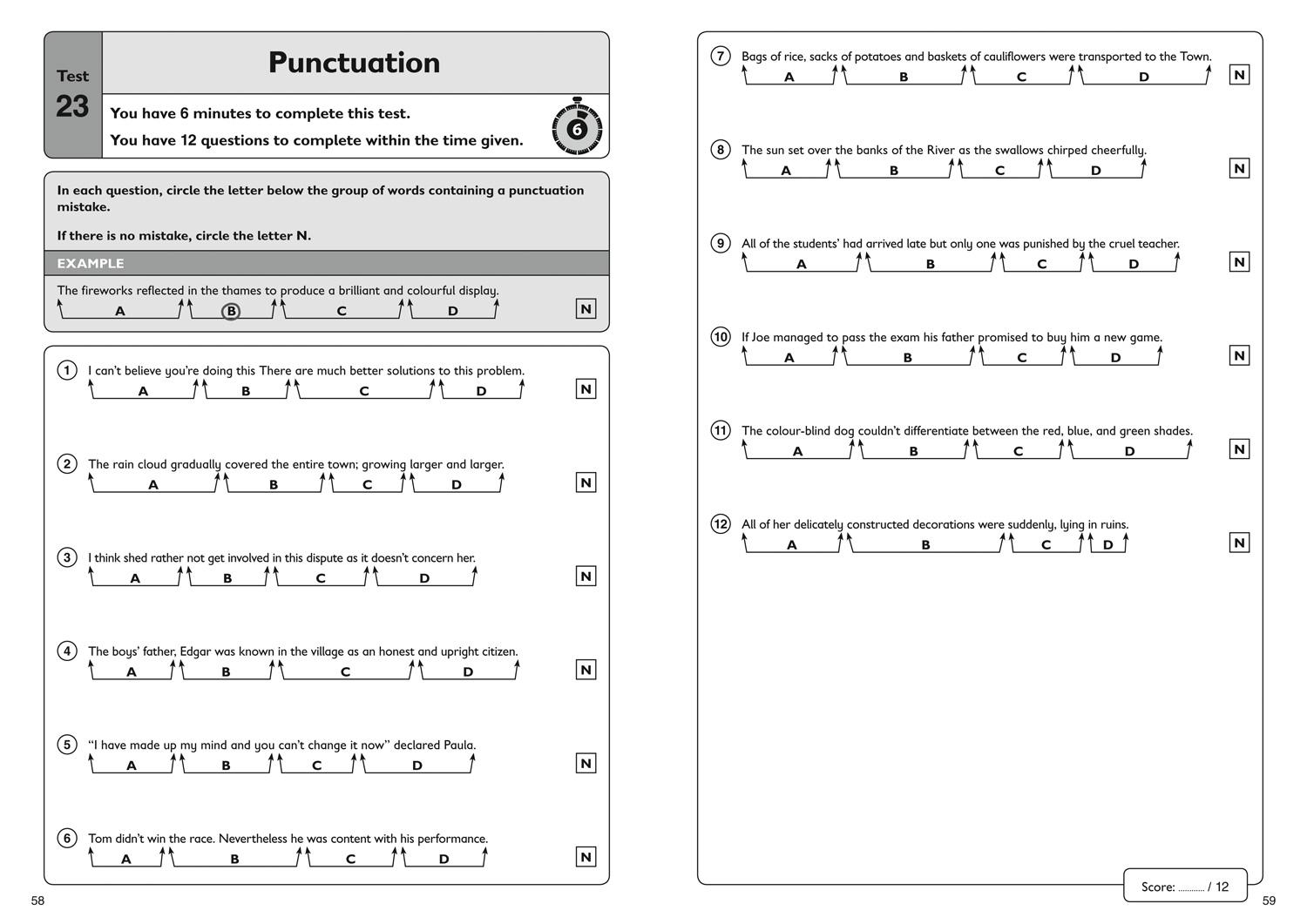 Beispielinhalt (Bild) 11+ English Quick Practice Tests Age 10-11 (Year 6) Book 1