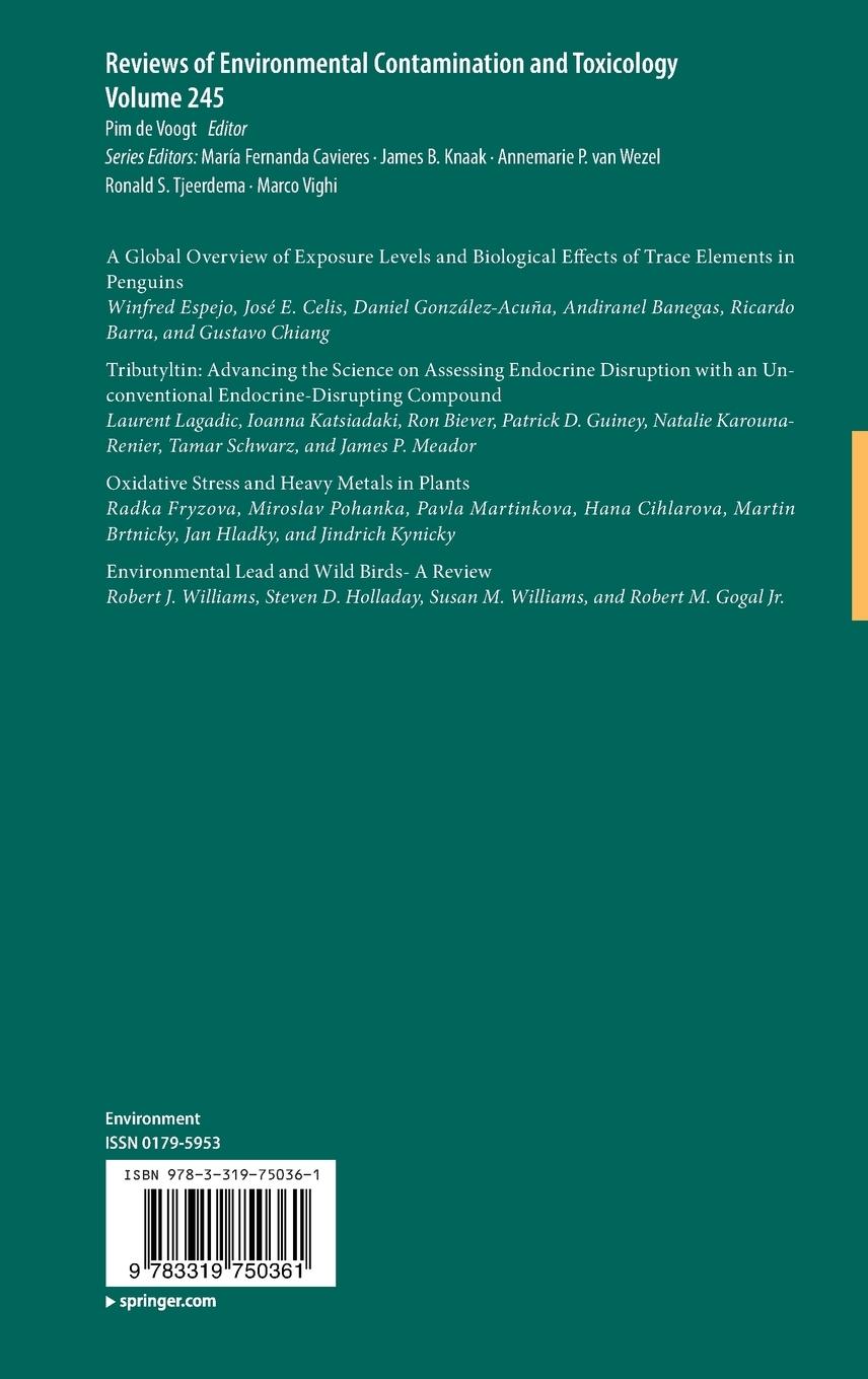 Rückseitencover Reviews of Environmental Contamination and Toxicology Volume 245