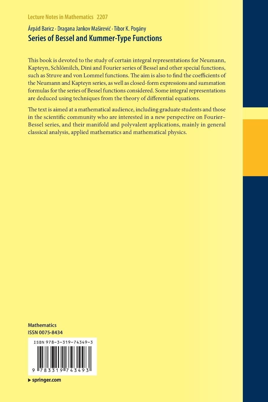 Rückseitencover Series of Bessel and Kummer-Type Functions