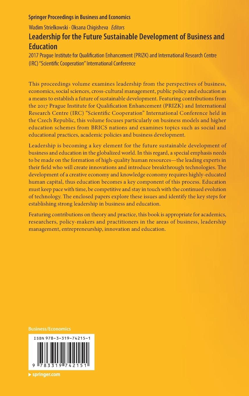 Rückseitencover Leadership for the Future Sustainable Development of Business and Education
