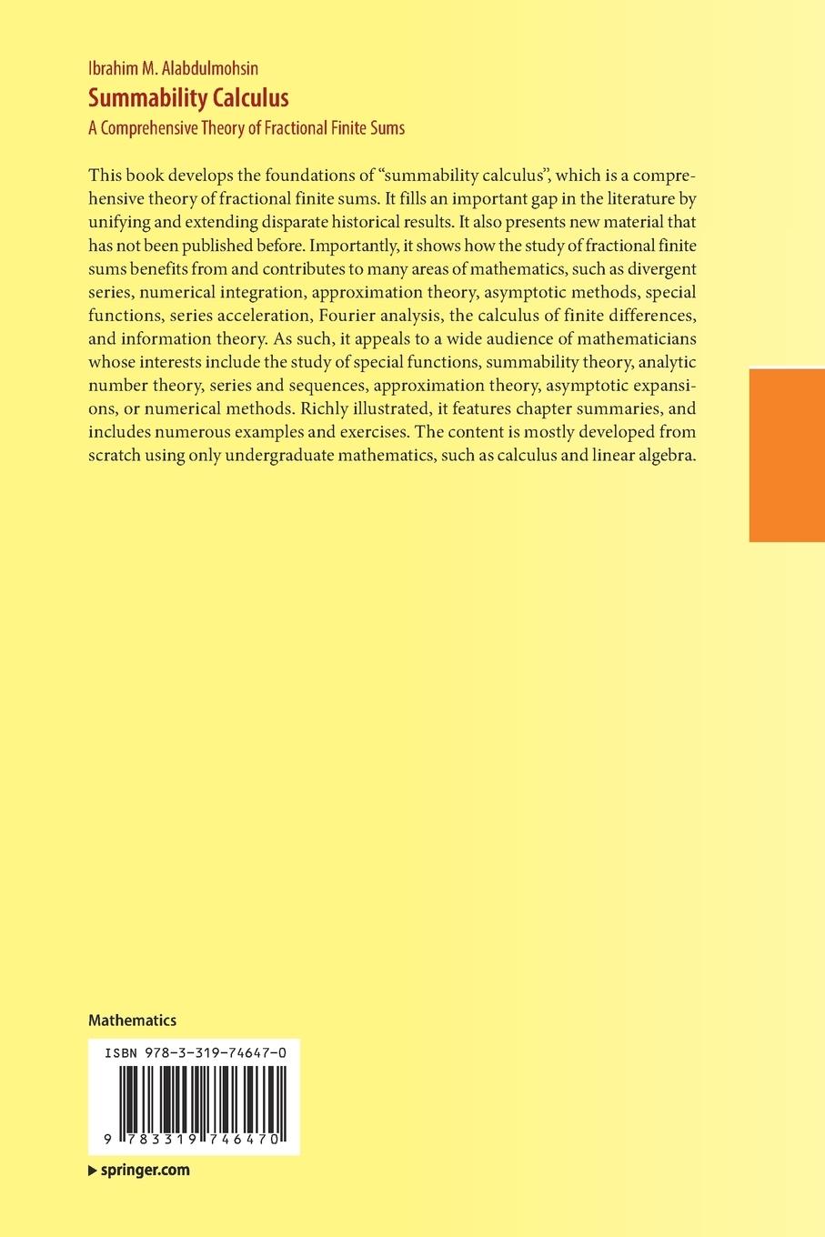 Rückseitencover Summability Calculus