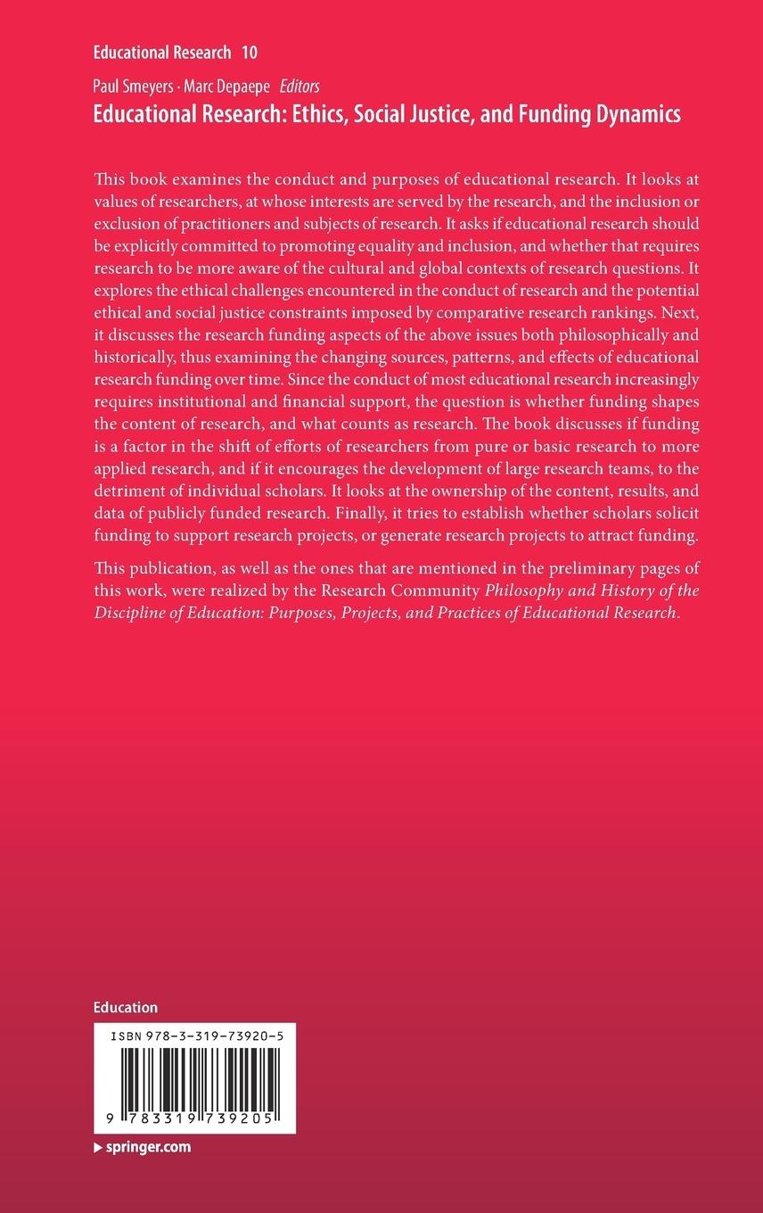 Rückseitencover Educational Research: Ethics, Social Justice, and Funding Dynamics