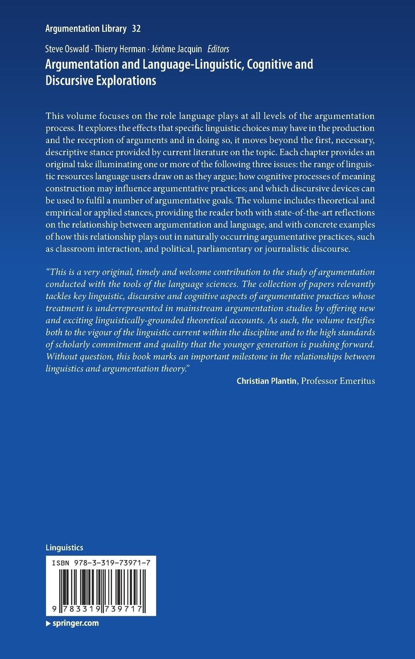 Rückseitencover Argumentation and Language - Linguistic, Cognitive and Discursive Explorations