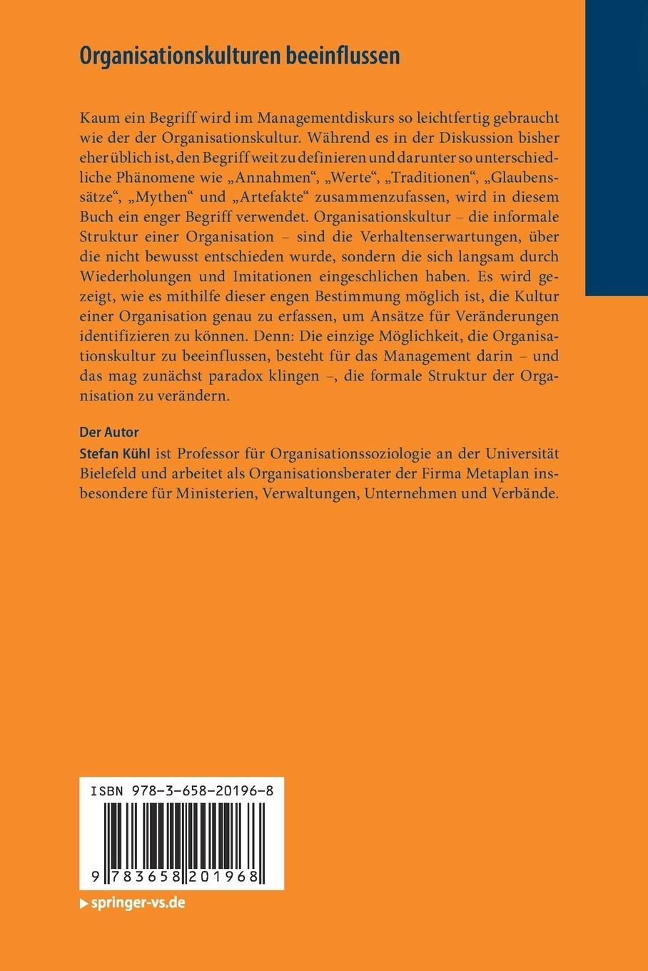 Rückseitencover Organisationskulturen beeinflussen