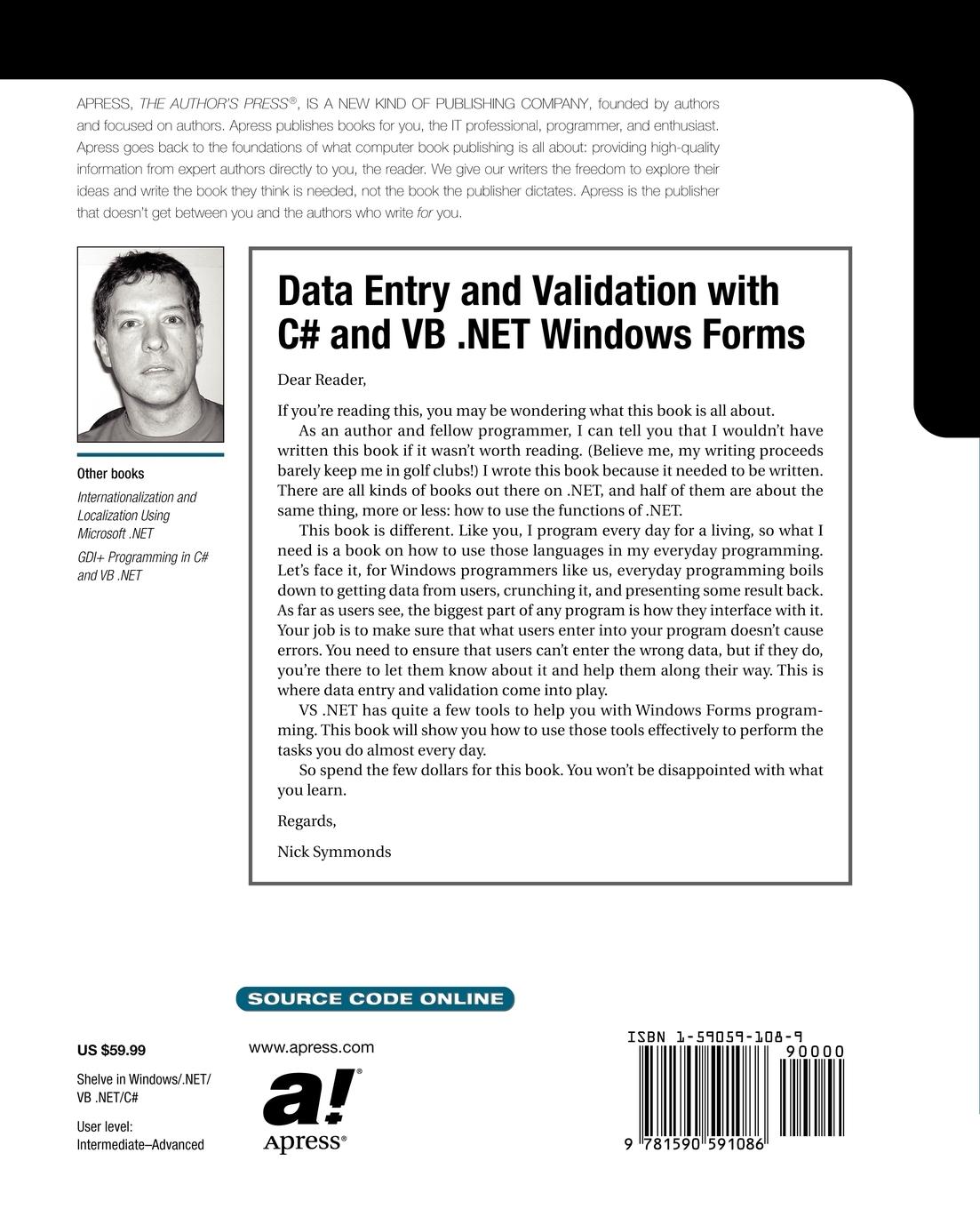 Rückseitencover Data Entry and Validation with C# and VB .Net Windows Forms