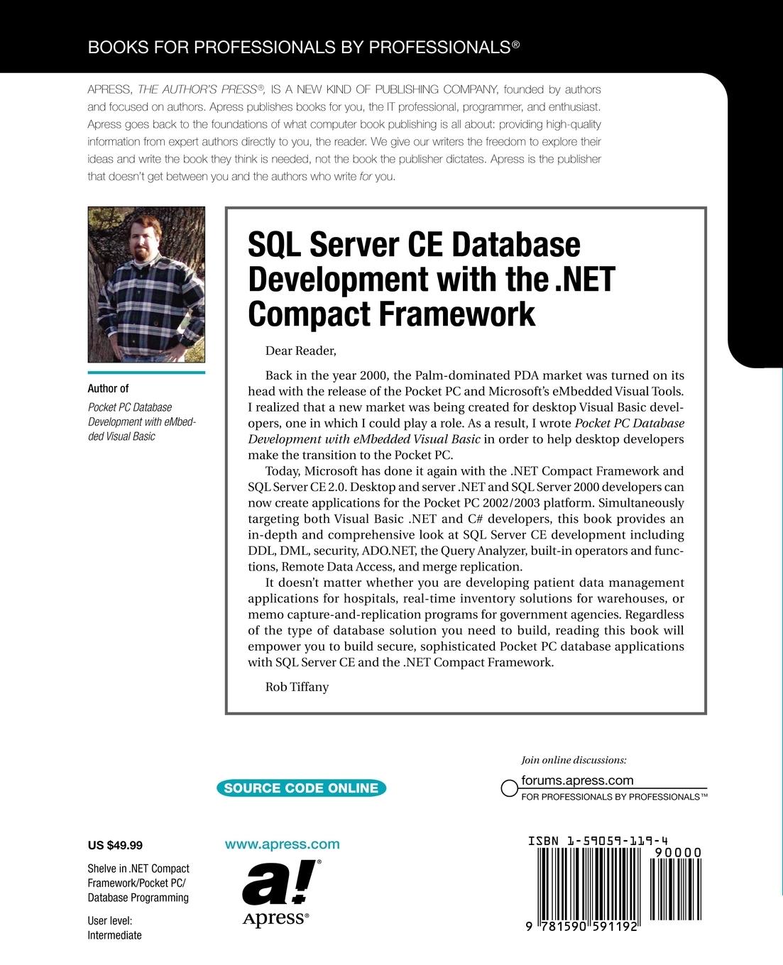 Rückseitencover SQL Server CE Database Development with the .Net Compact Framework