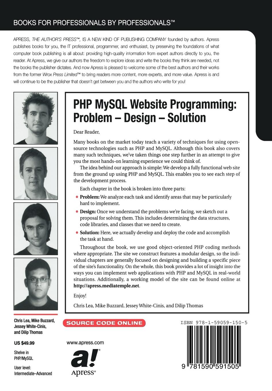 Rückseitencover PHP MySQL Website Programming