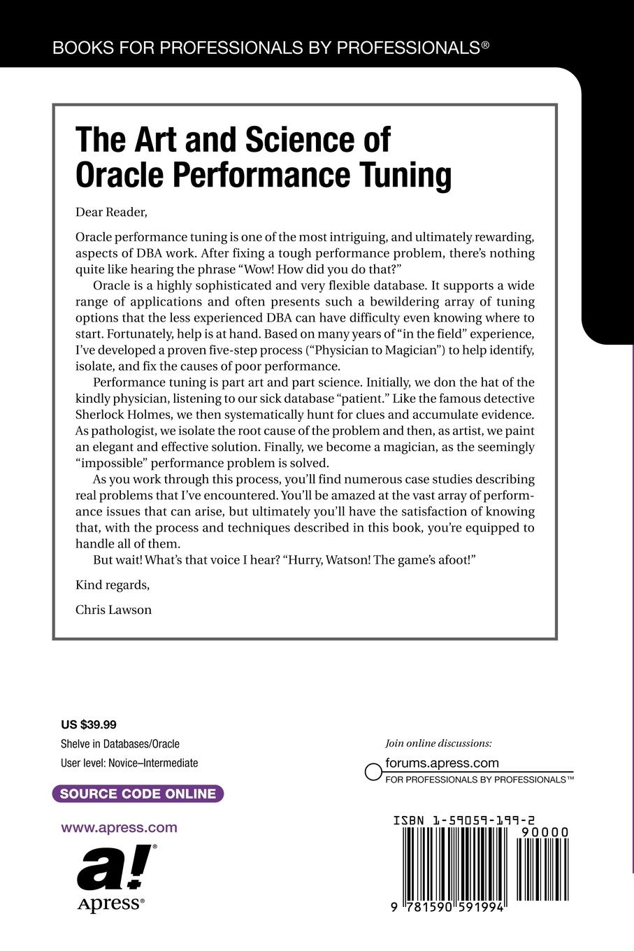 Rückseitencover The Art and Science of Oracle Performance Tuning