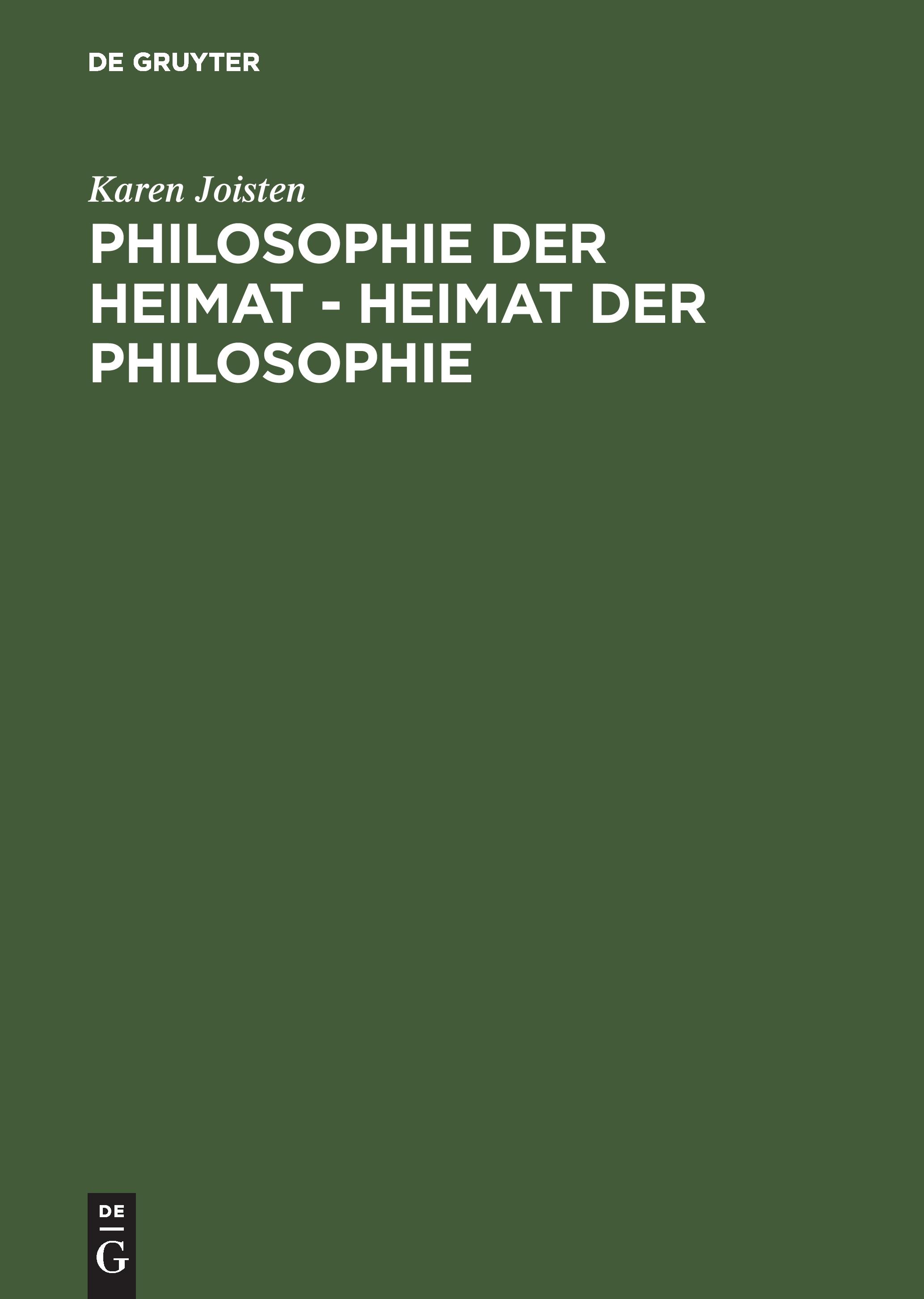 Vorderes Coverbild Philosophie der Heimat - Heimat der Philosophie