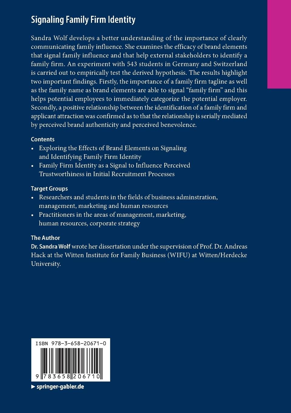 Rückseitencover Signaling Family Firm Identity