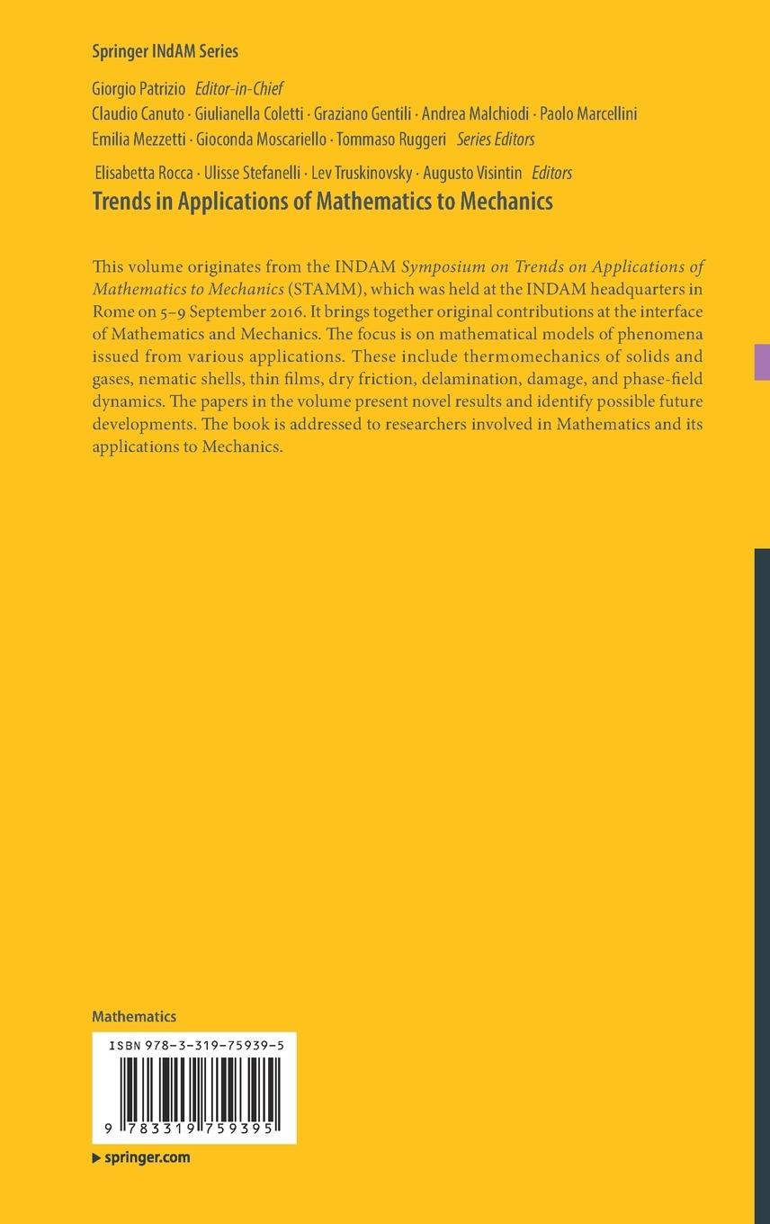 Rückseitencover Trends in Applications of Mathematics to Mechanics