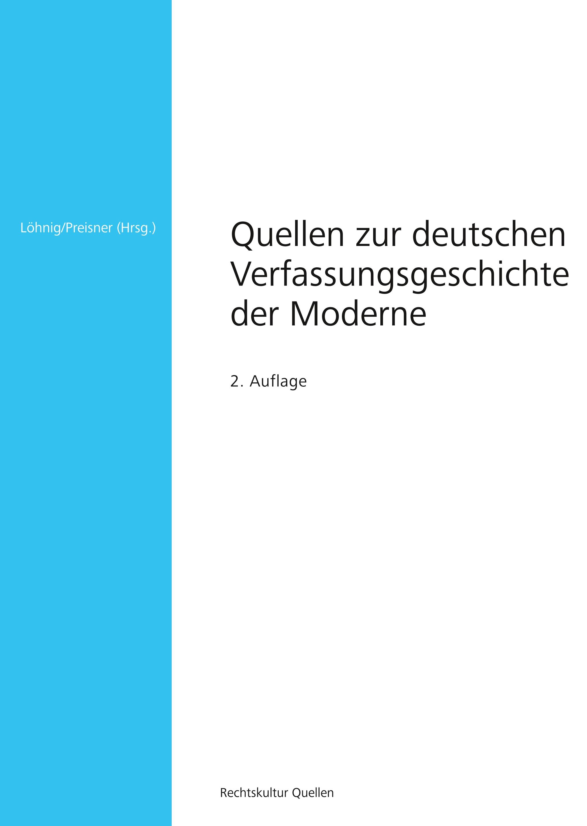 Vorderes Coverbild Quellen zur deutschen Verfassungsgeschichte der Moderne
