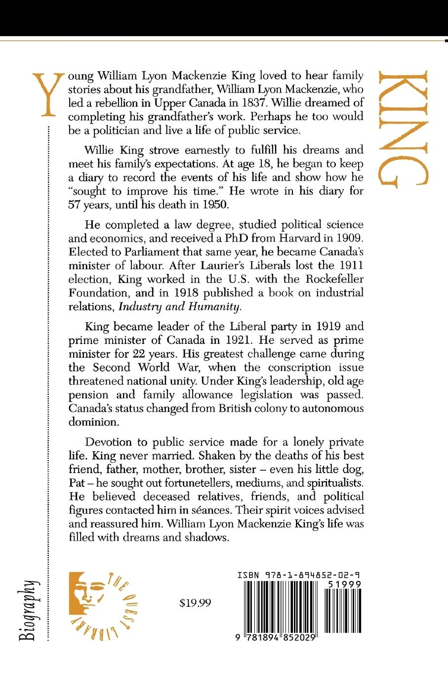 Rückseitencover William Lyon MacKenzie King