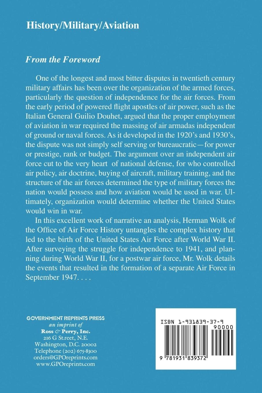 Rückseitencover Planning and Organizing the Postwar Air Force