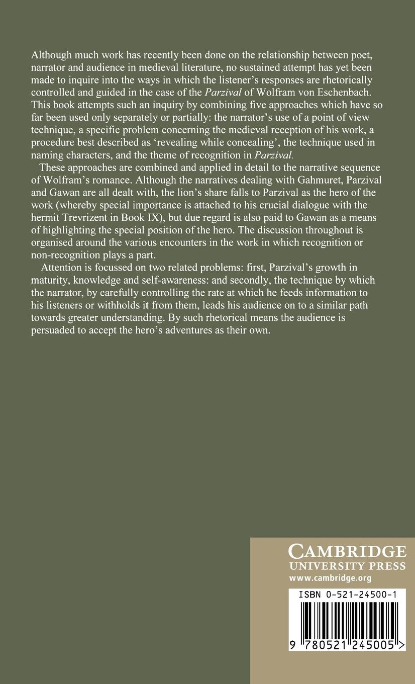 Rückseitencover The Art of Recognition in Wolfram's 'Parzival'