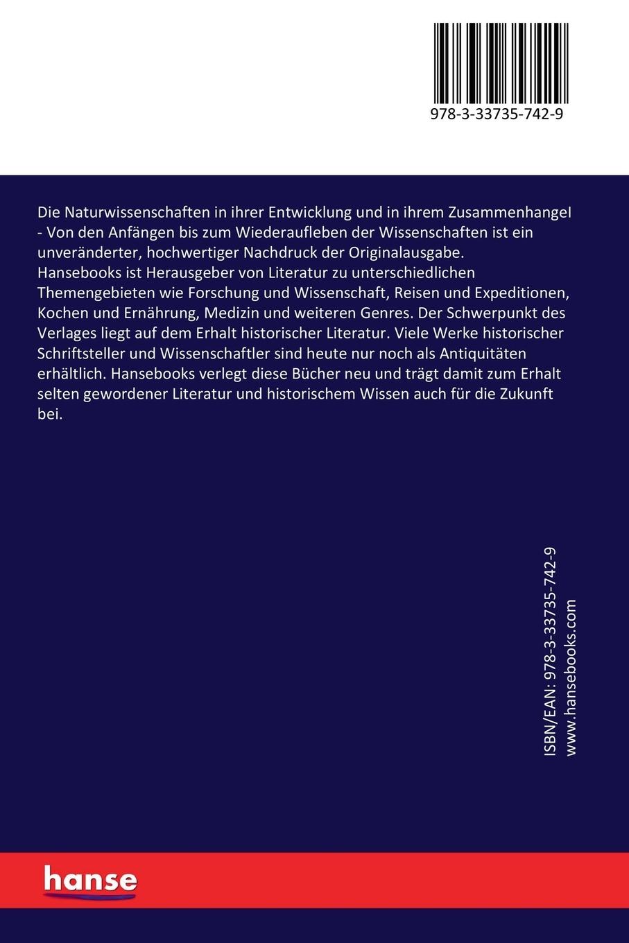 Rückseitencover Die Naturwissenschaften in ihrer Entwicklung und in ihrem ZusammenhangeI