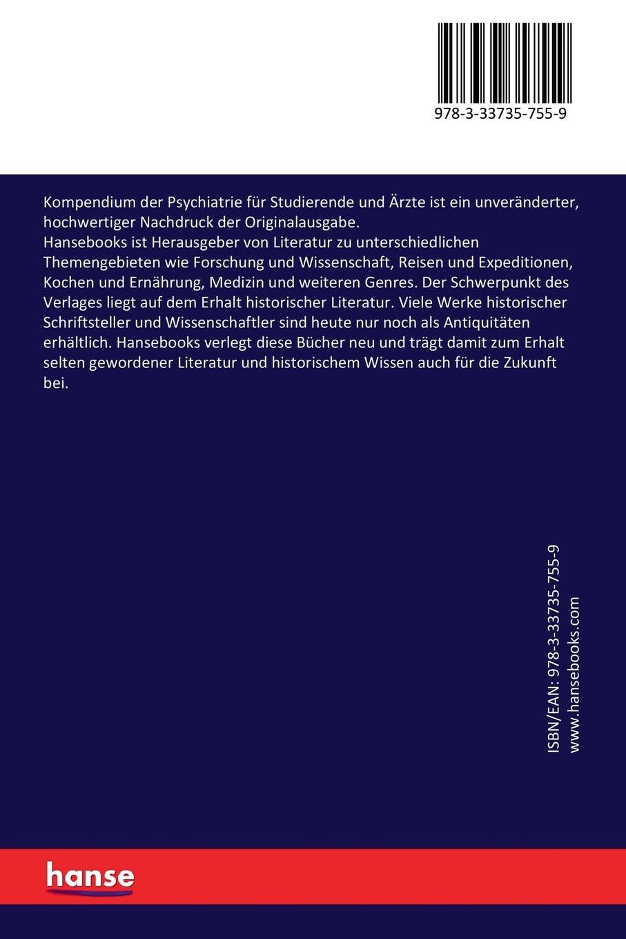 Rückseitencover Kompendium der Psychiatrie für Studierende und Ärzte