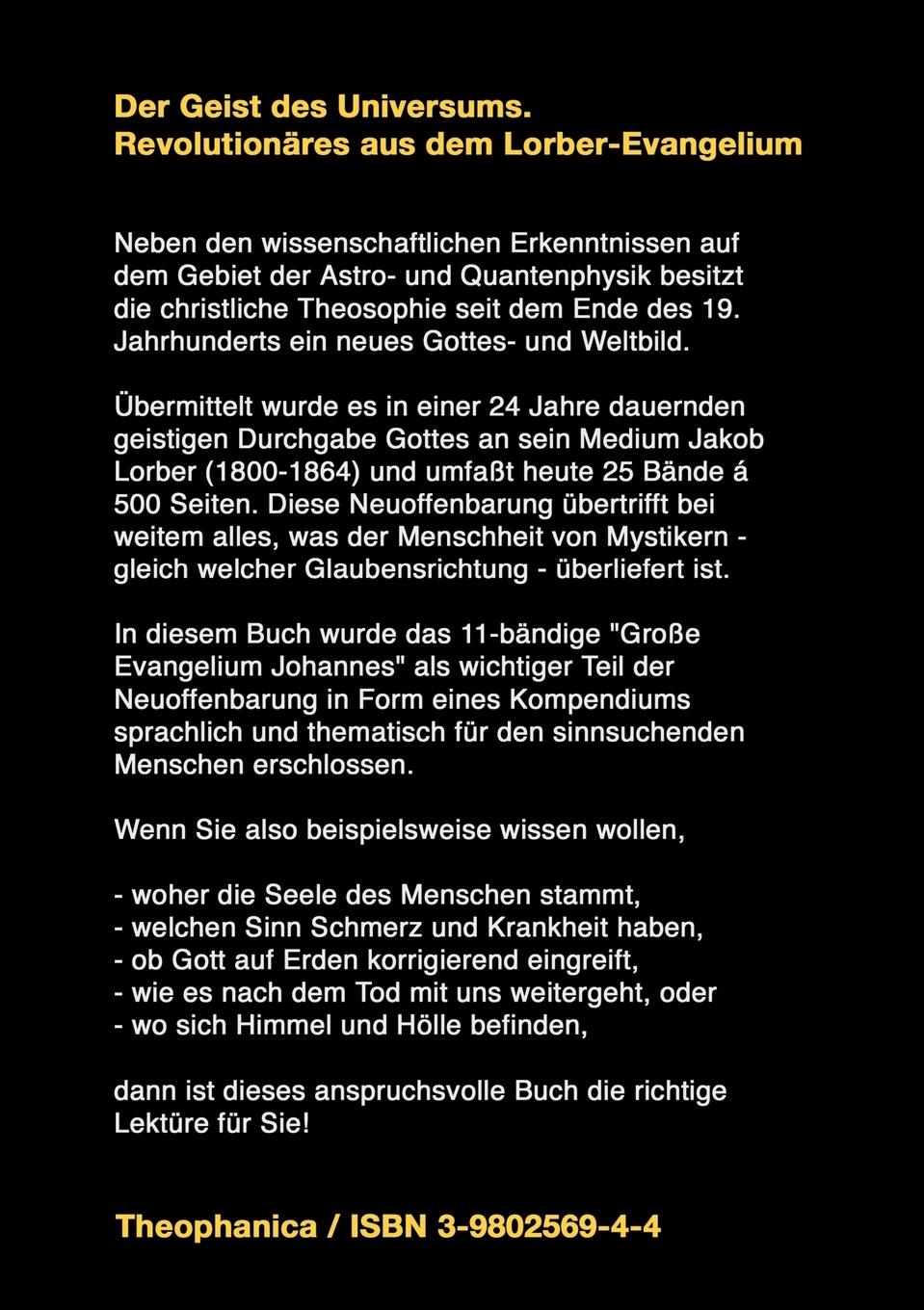 Rückseitencover Der Geist des Universums