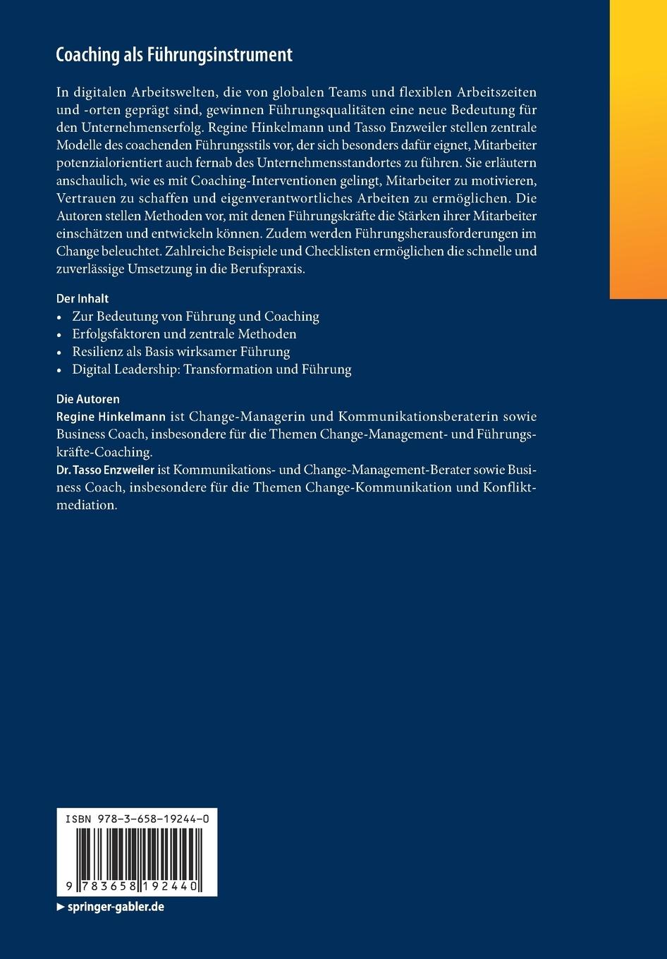 Rückseitencover Coaching als Führungsinstrument