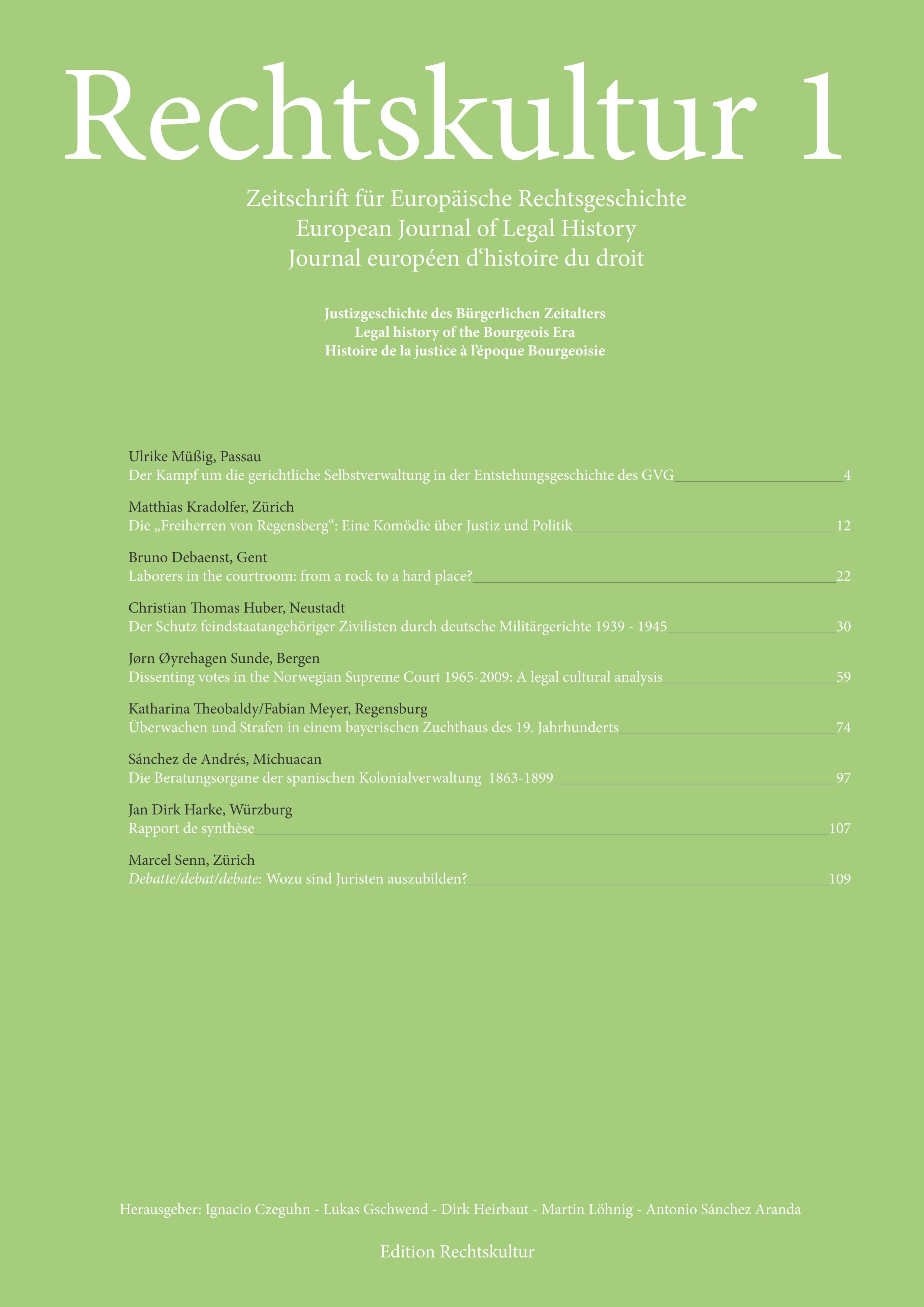 Vorderes Coverbild Rechtskultur 1