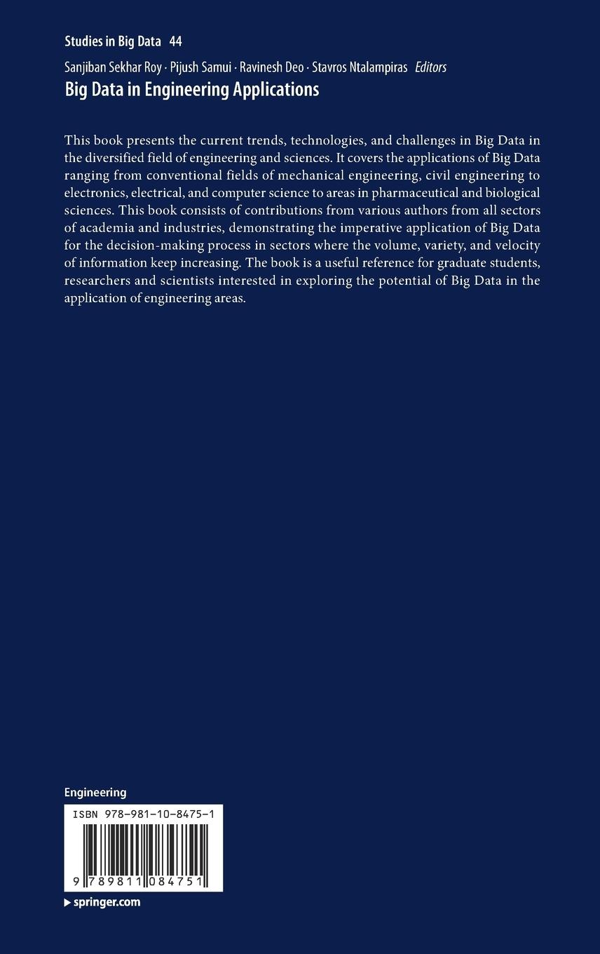 Rückseitencover Big Data in Engineering Applications