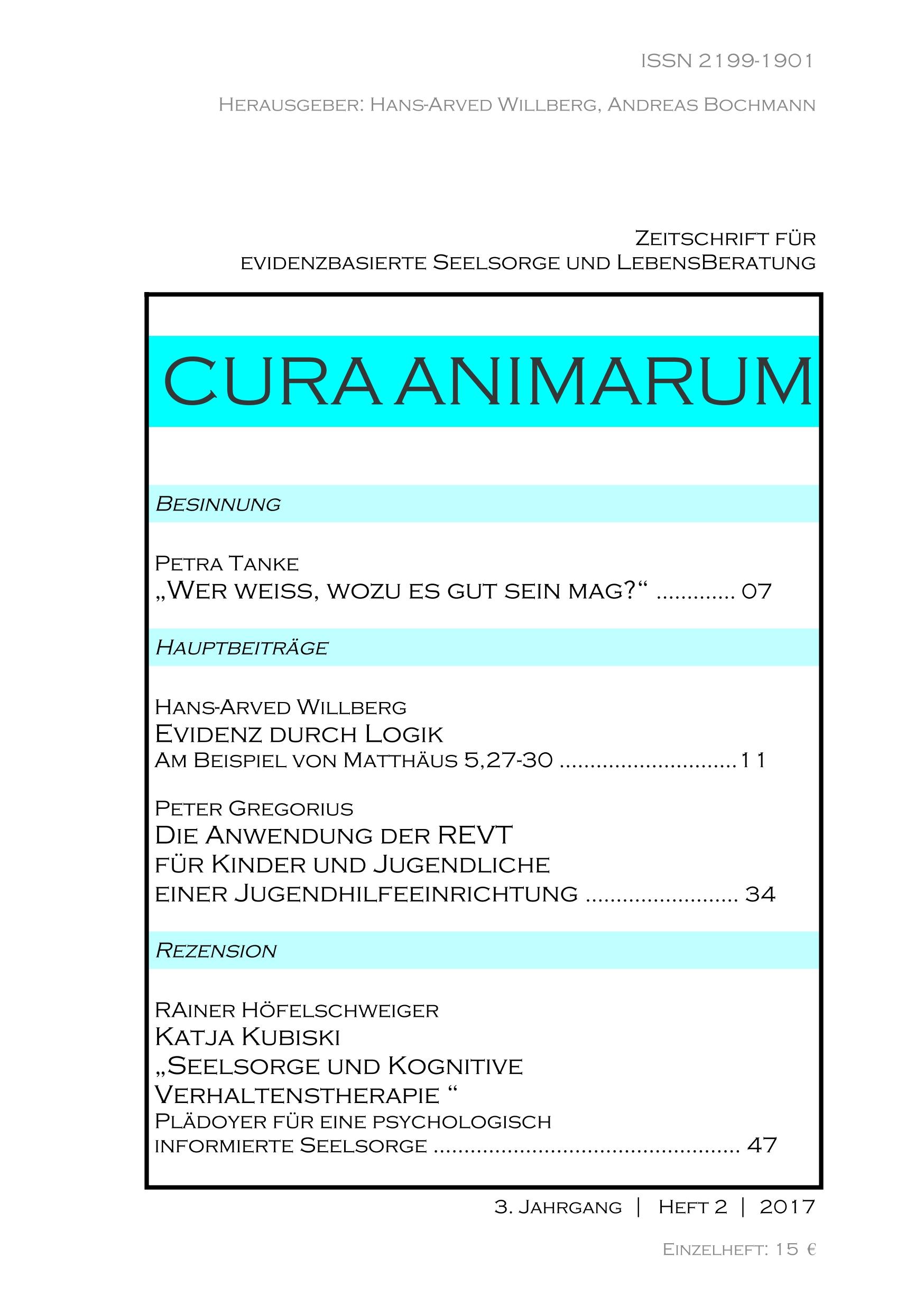 Vorderes Coverbild CURA ANIMARUM (2017) 2