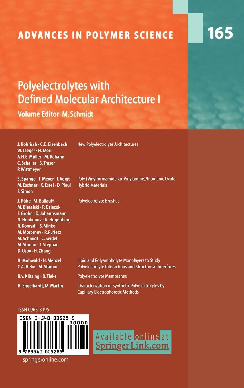 Rückseitencover Polyelectrolytes with Defined Molecular Architecture I