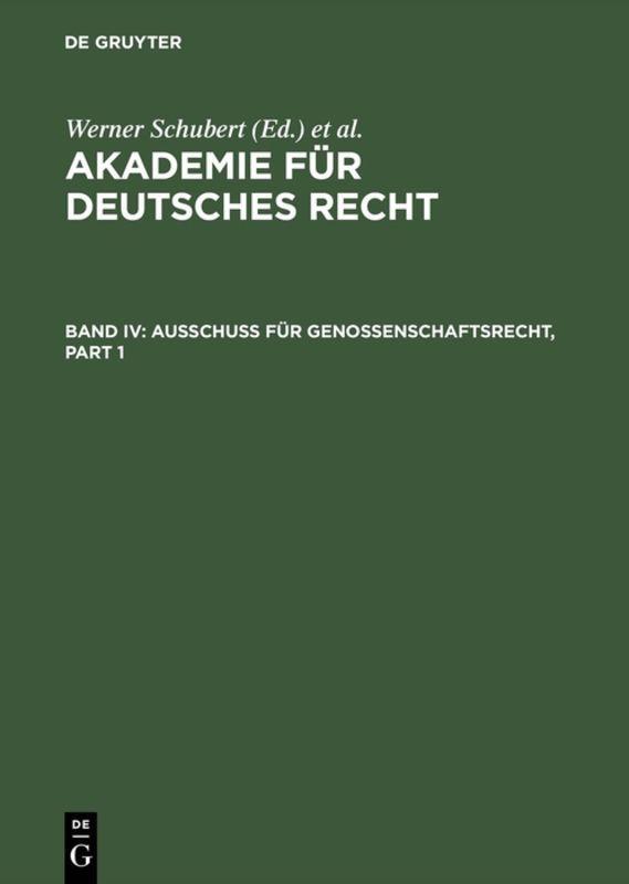 Vorderes Coverbild Ausschuß für Genossenschaftsrecht