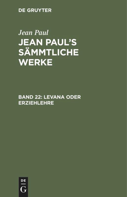 Vorderes Coverbild Levana oder Erziehlehre