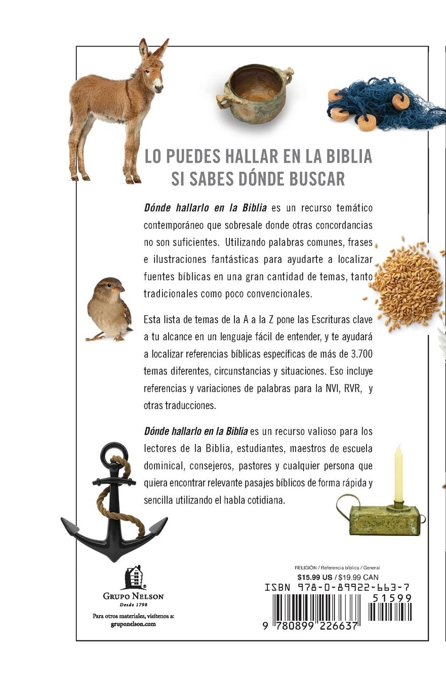 Rückseitencover Donde Hallarlo en la Biblia edición compacta