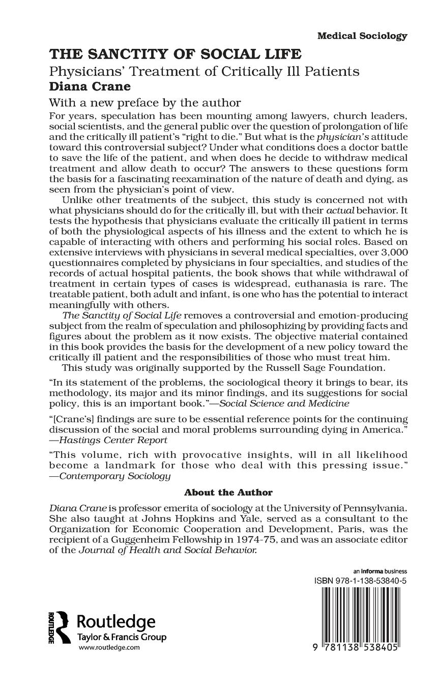 Rückseitencover The Sanctity of Social Life