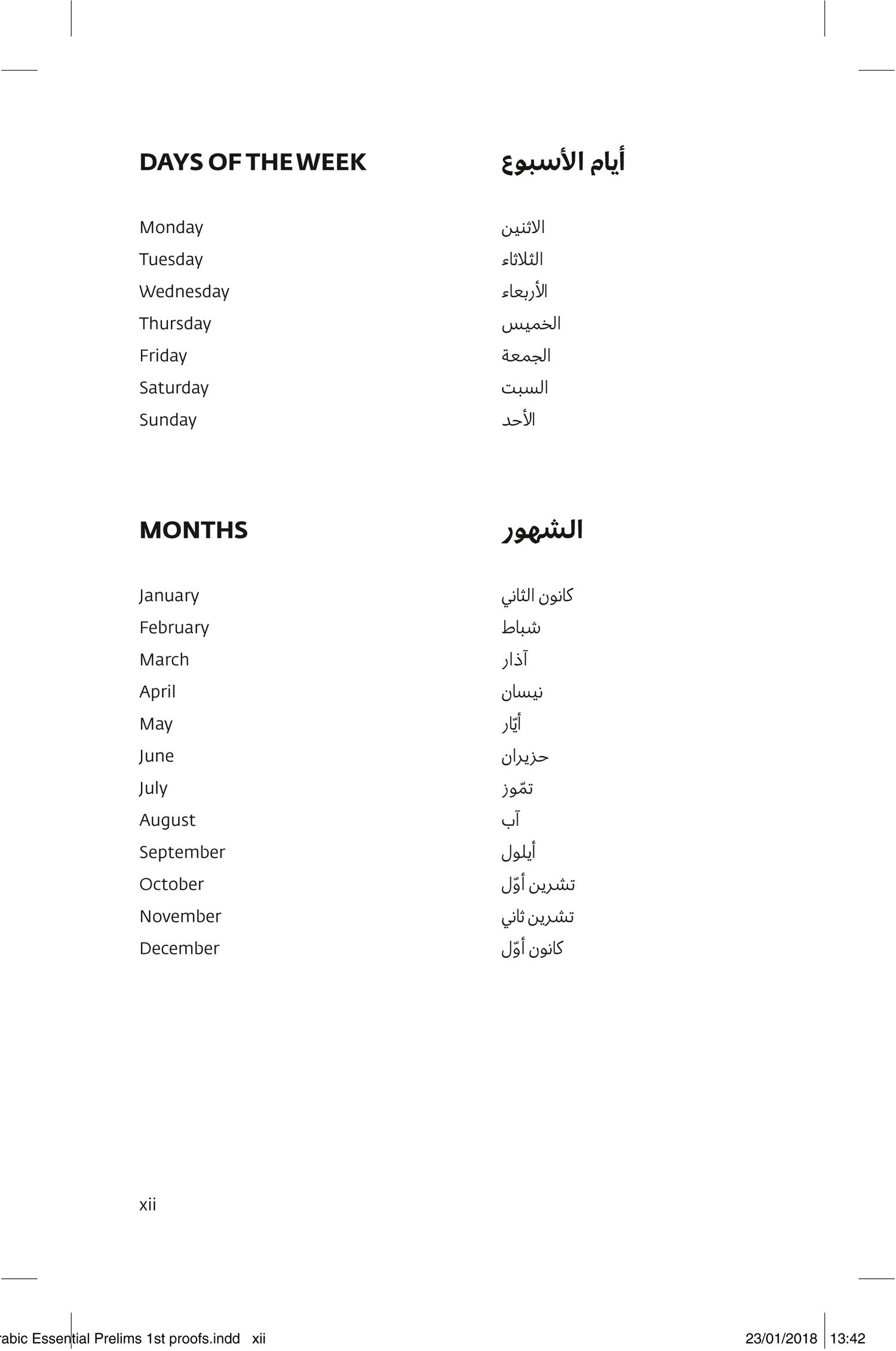Beispielinhalt (Bild) Arabic Essential Dictionary