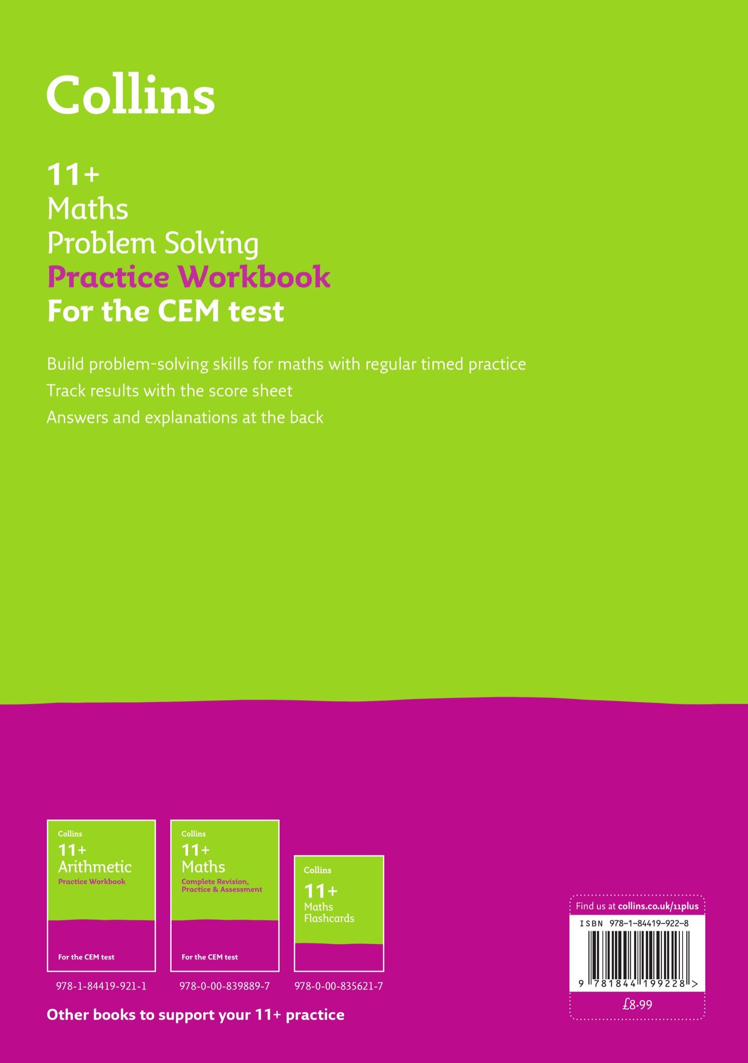 Rückseitencover 11+ Maths Problem Solving Practice Workbook