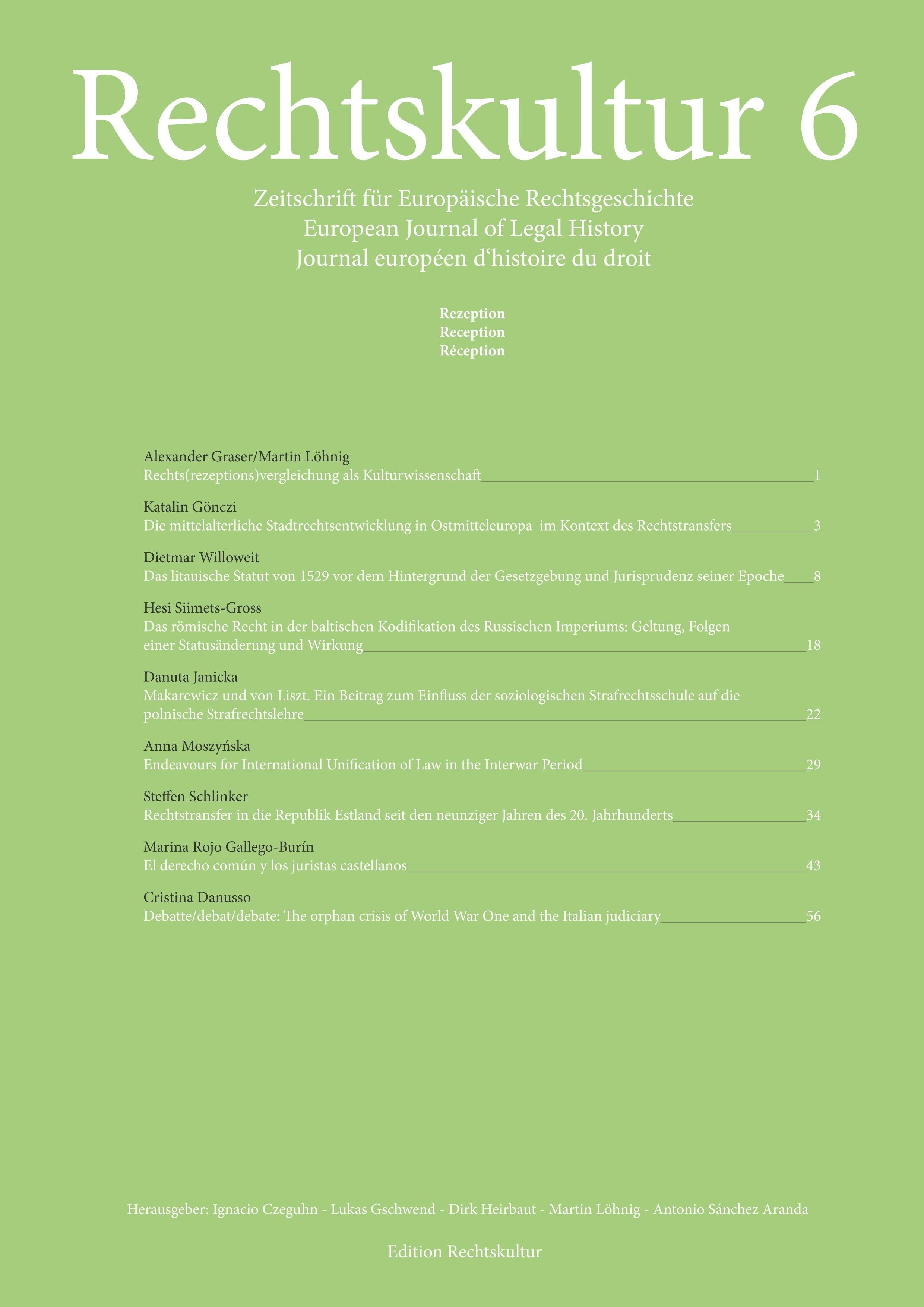 Vorderes Coverbild Rechtskultur 6
