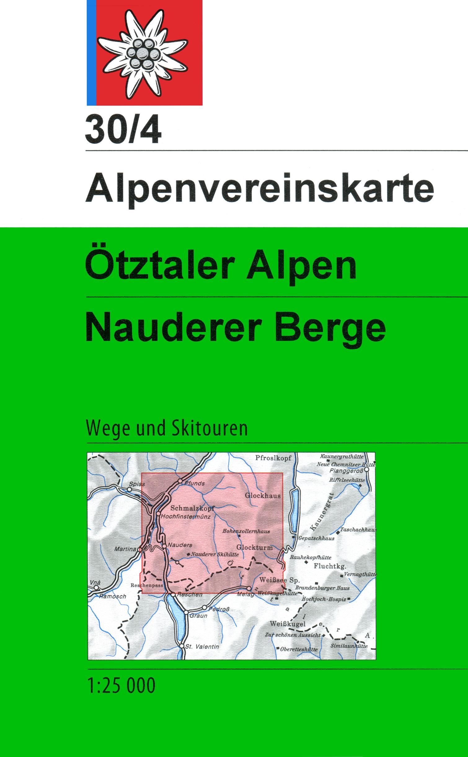 Vorderes Coverbild DAV Alpenvereinskarte 30/4 Ötztaler Alpen - Nauderer Berge 1 : 25 000