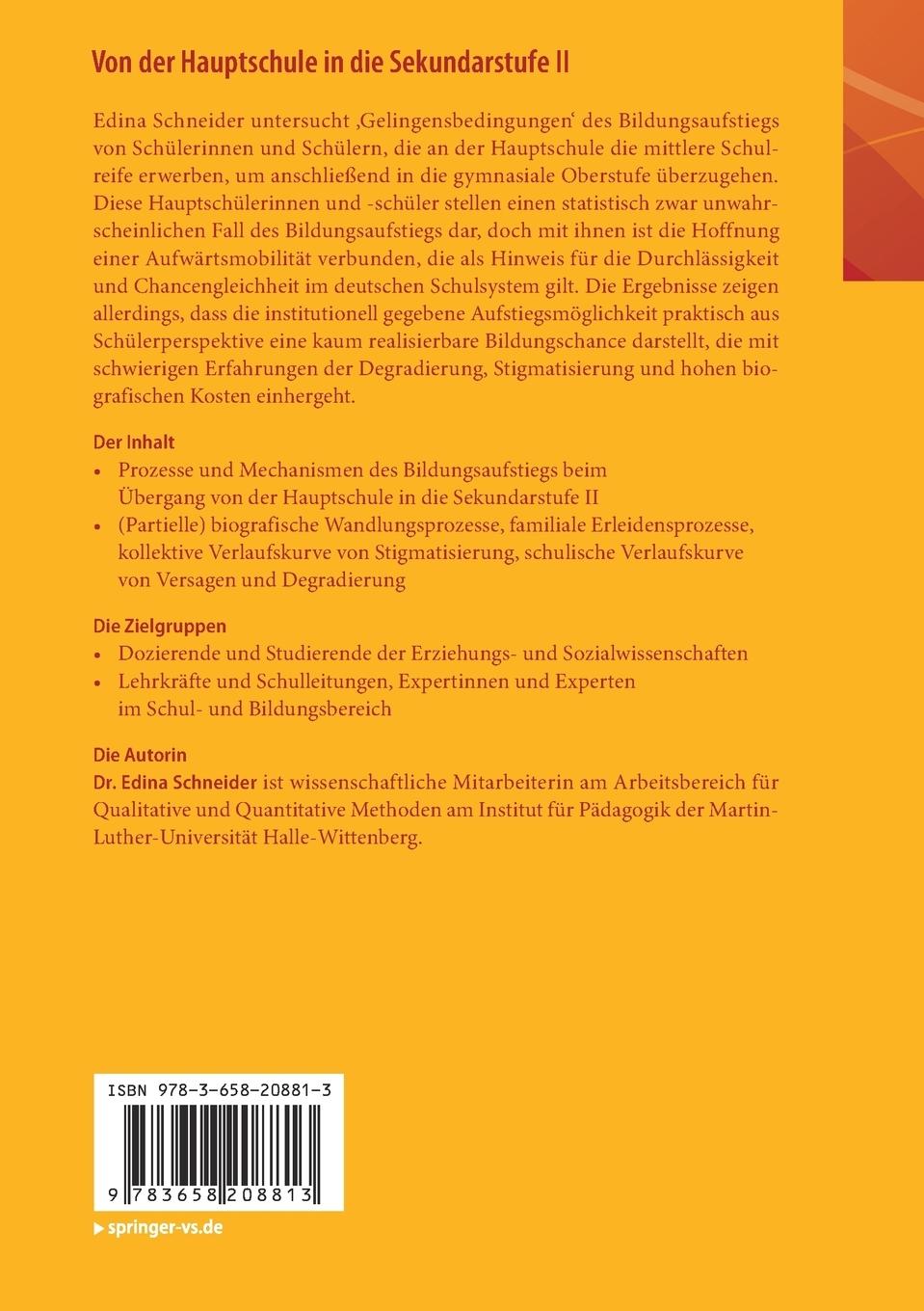 Rückseitencover Von der Hauptschule in die Sekundarstufe II