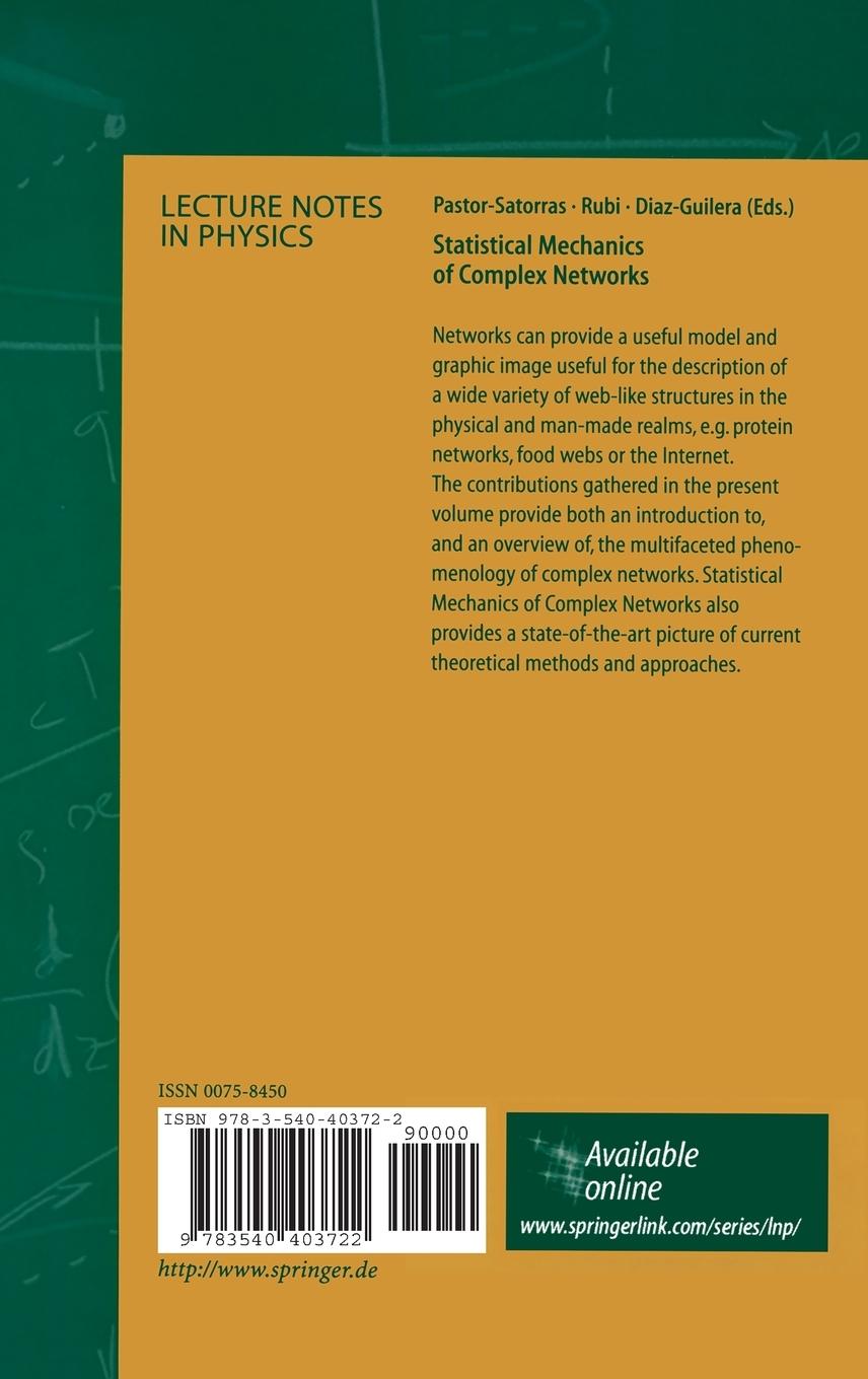 Rückseitencover Statistical Mechanics of Complex Networks