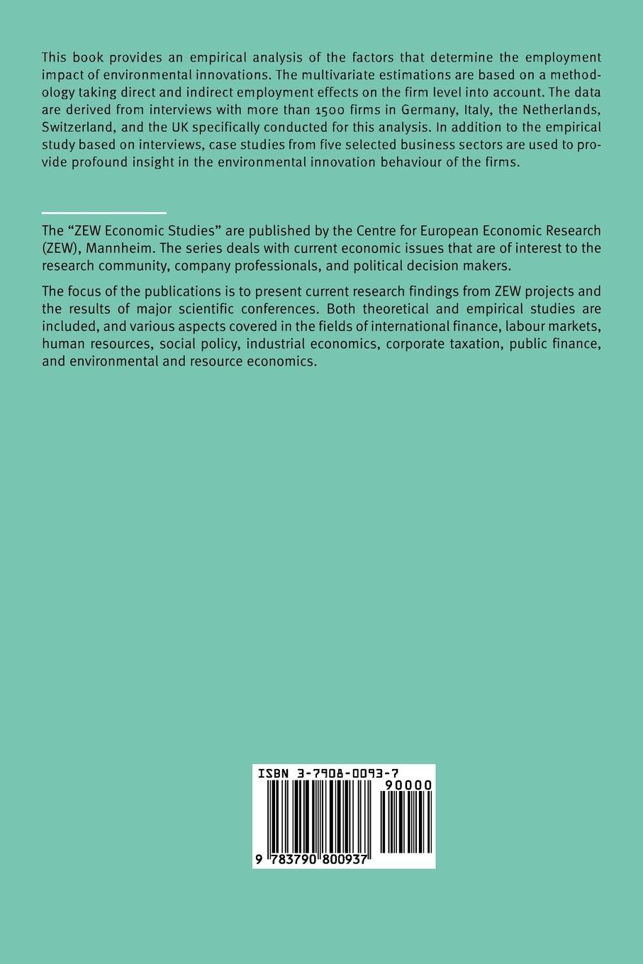 Rückseitencover Employment Impacts of Cleaner Production