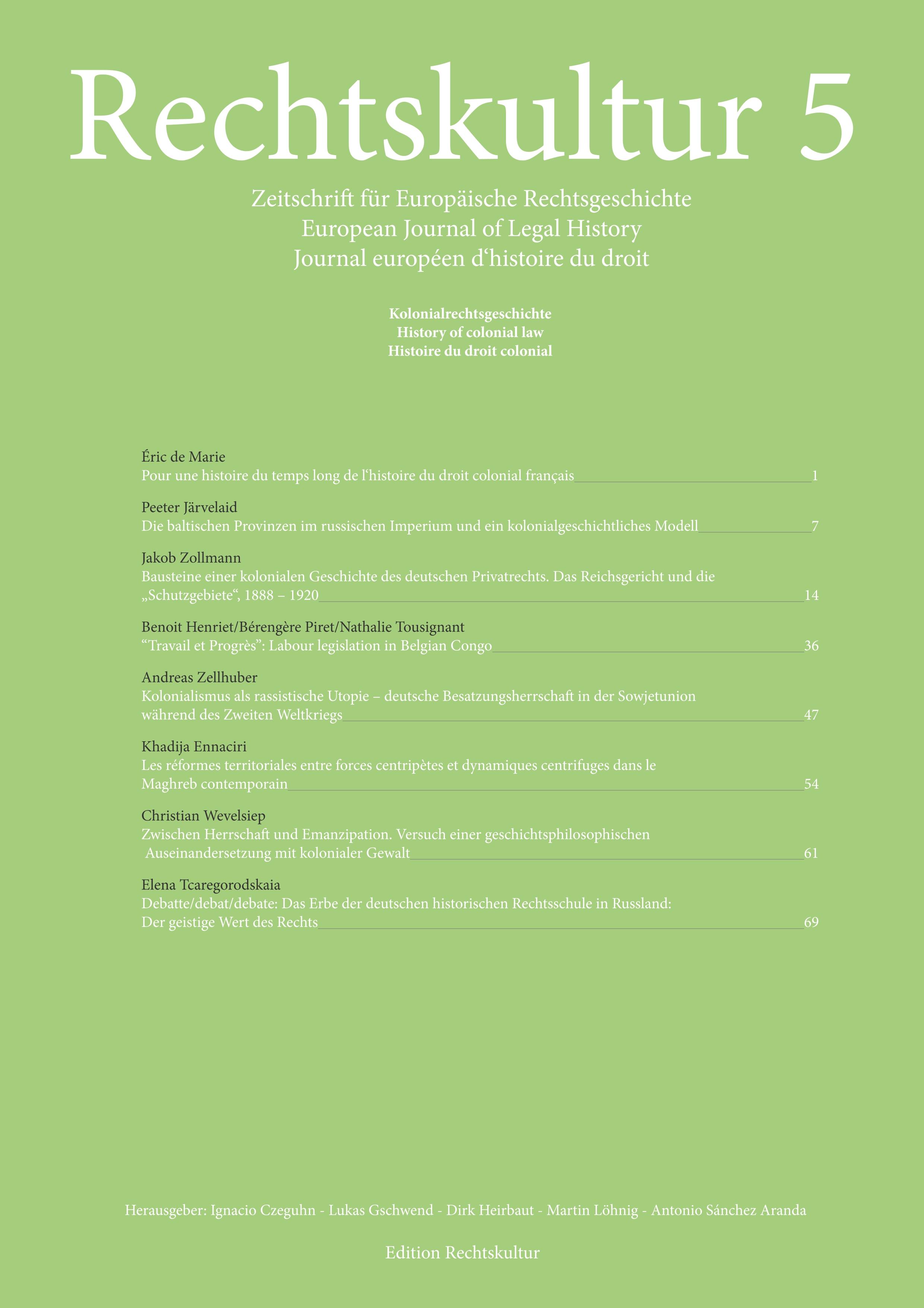 Vorderes Coverbild Rechtskultur 5