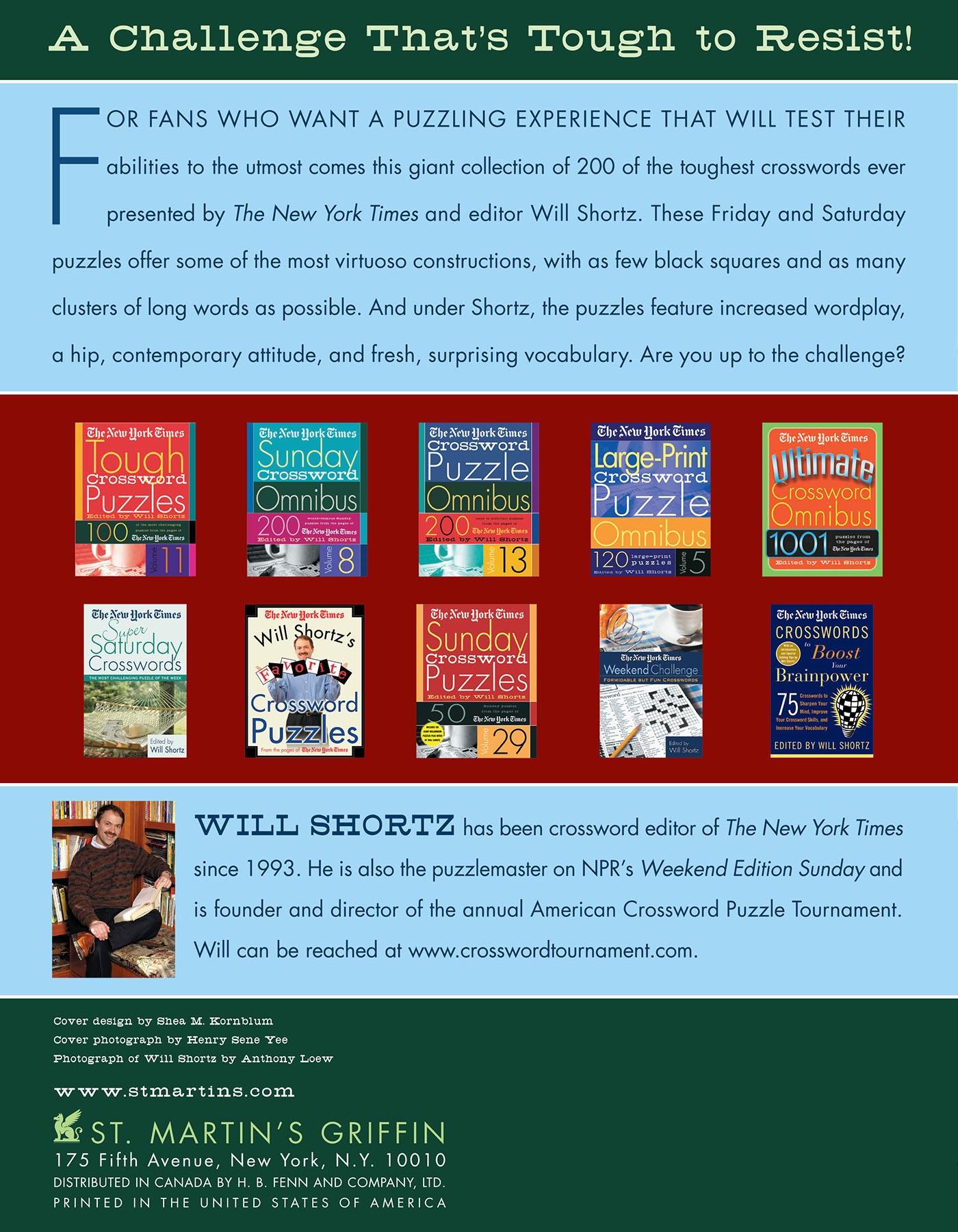 Rückseitencover The New York Times Tough Crossword Puzzle Omnibus